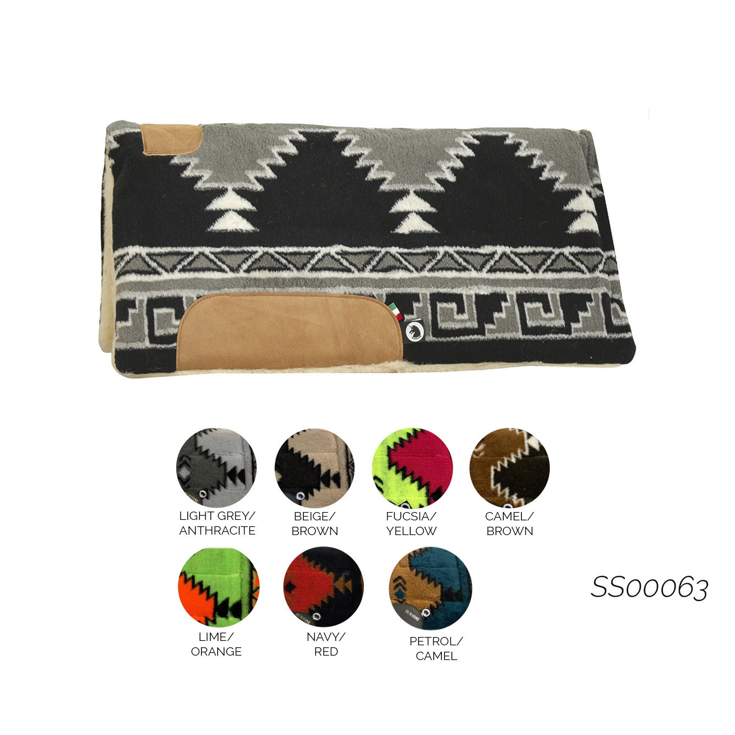 WESTERN SADDLE PAD NAVAJO WITH REMOVABLE WOOL.