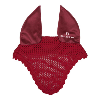 Knitted fly veil with elastic ears.