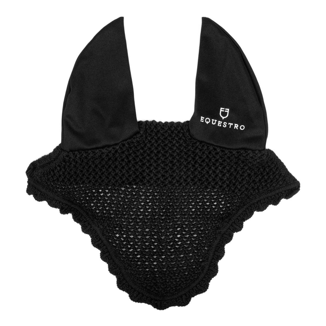 Knitted fly veil with elastic ears.
