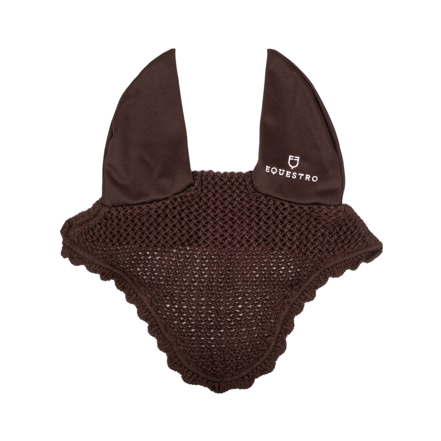 Knitted fly veil with elastic ears.