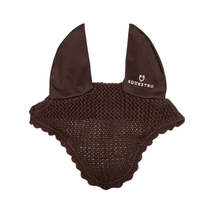 Knitted fly veil with elastic ears.