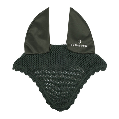 Knitted fly veil with elastic ears.