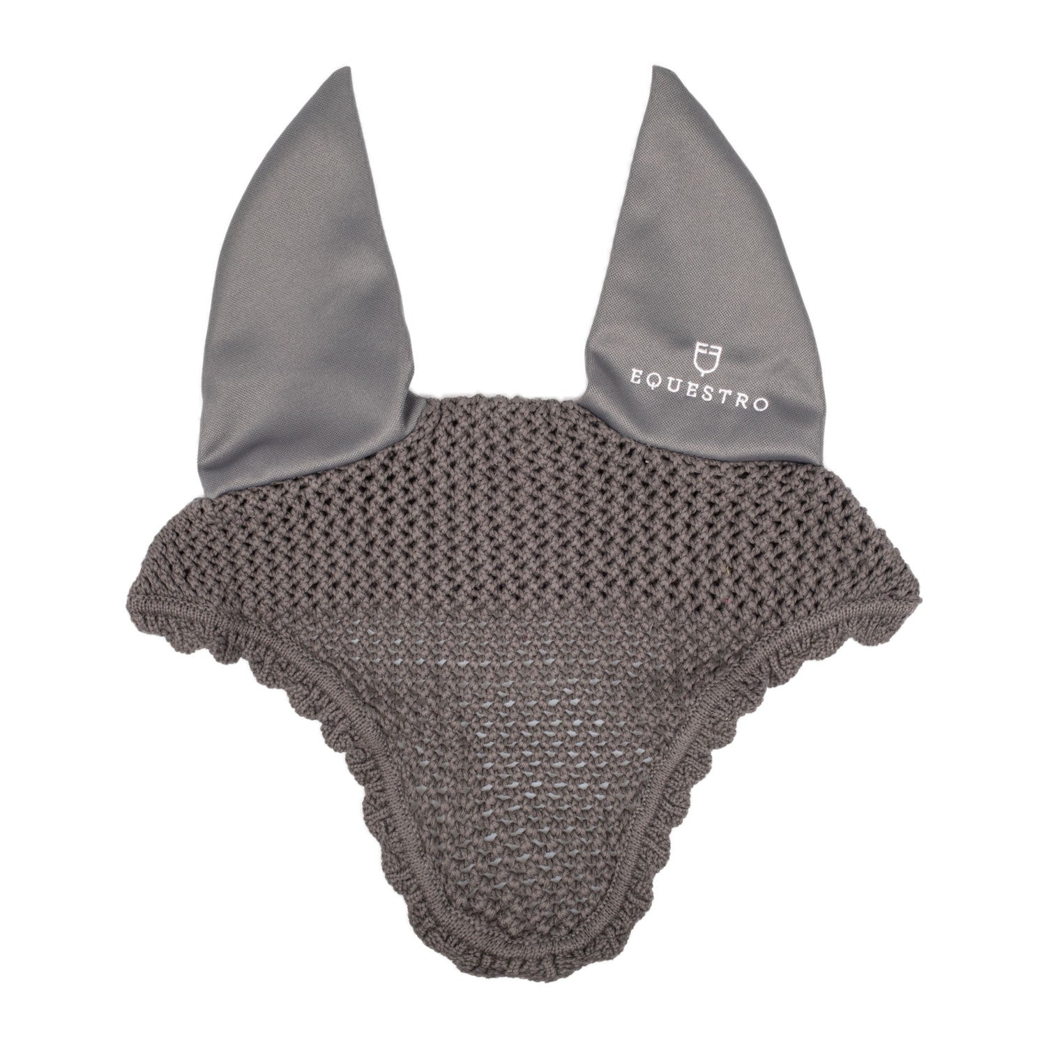Knitted fly veil with elastic ears.