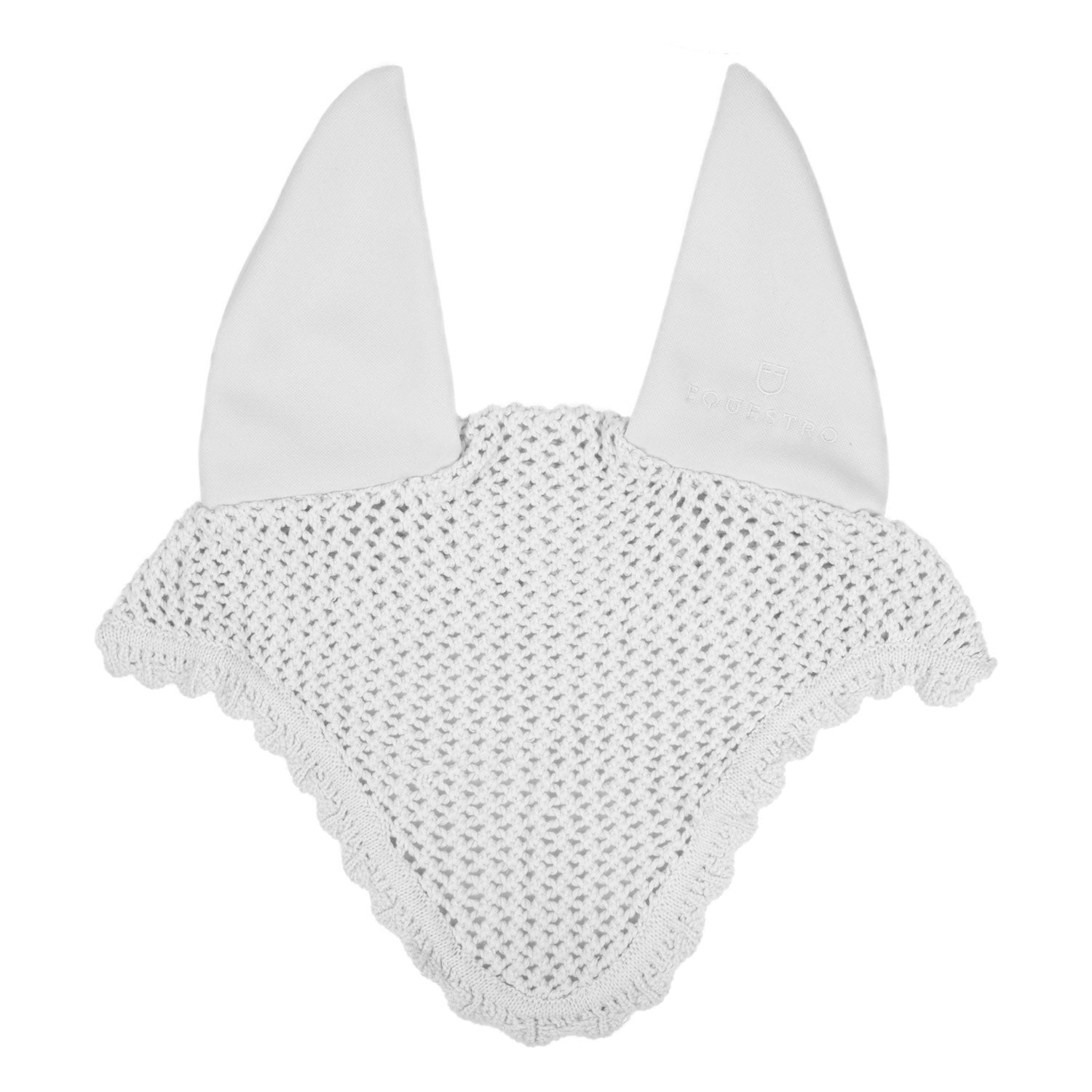 Knitted fly veil with elastic ears.