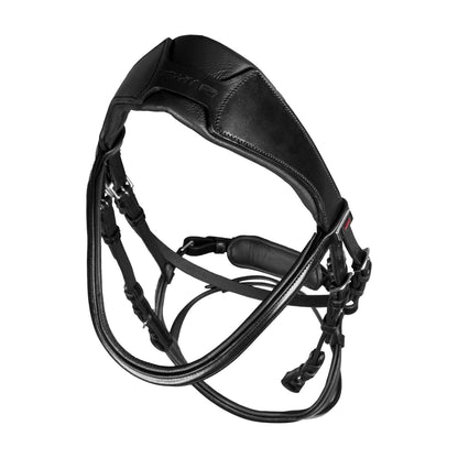 Snaffle bridle with anatomical curved noseband
