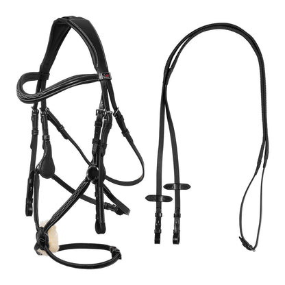 Mexican bridle with anatomical and curved noseband.