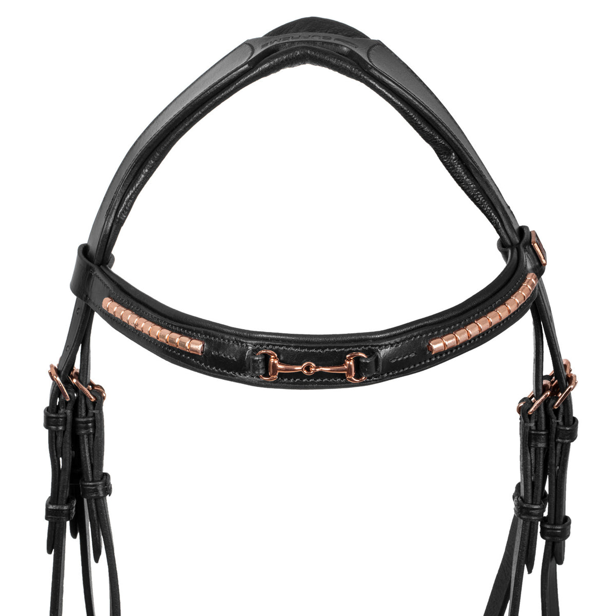 ENGLISH BRIDLE WITH ROSE GOLD BIT DECORATION