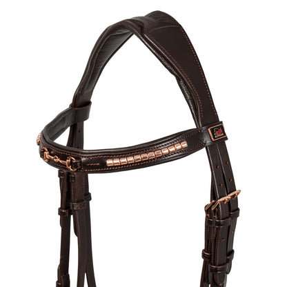 ENGLISH BRIDLE WITH ROSE GOLD BIT DECORATION