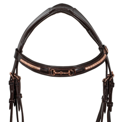 ENGLISH BRIDLE WITH ROSE GOLD BIT DECORATION