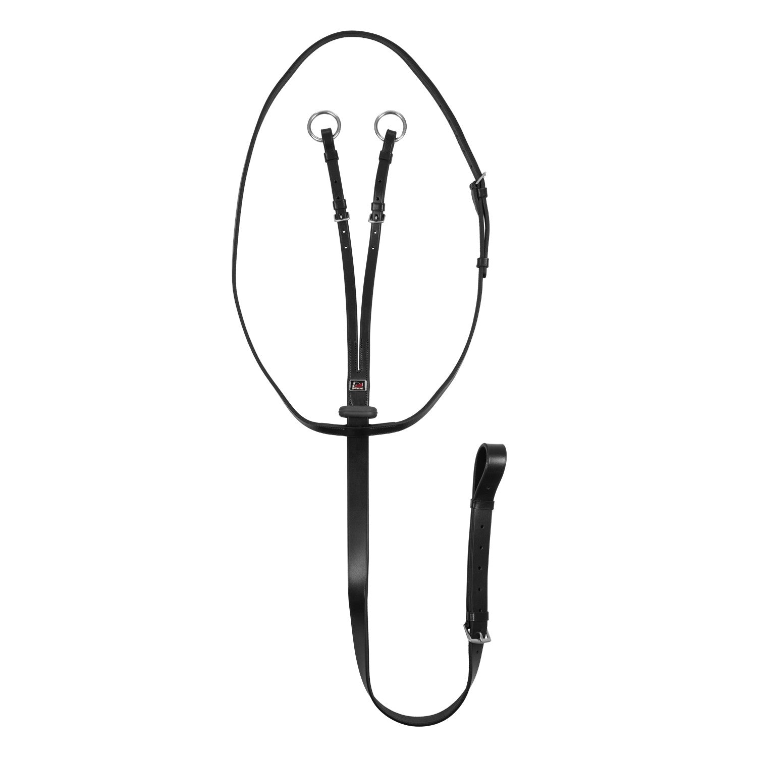 Running martingale with rubber stopper.