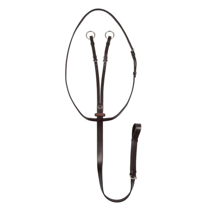 Running martingale with rubber stopper.