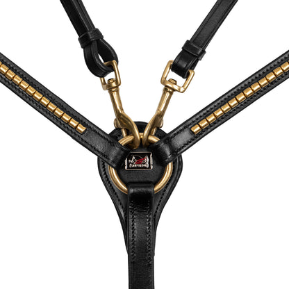 LEATHER FORK BREASTPLATE WITH GOLD CLINCHER