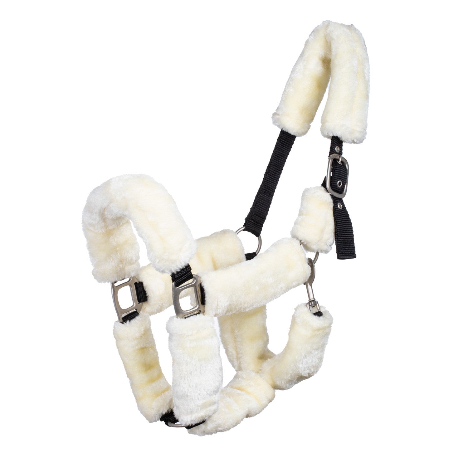 NYLON HALTER WITH SYNTHETIC WOOL LINING.