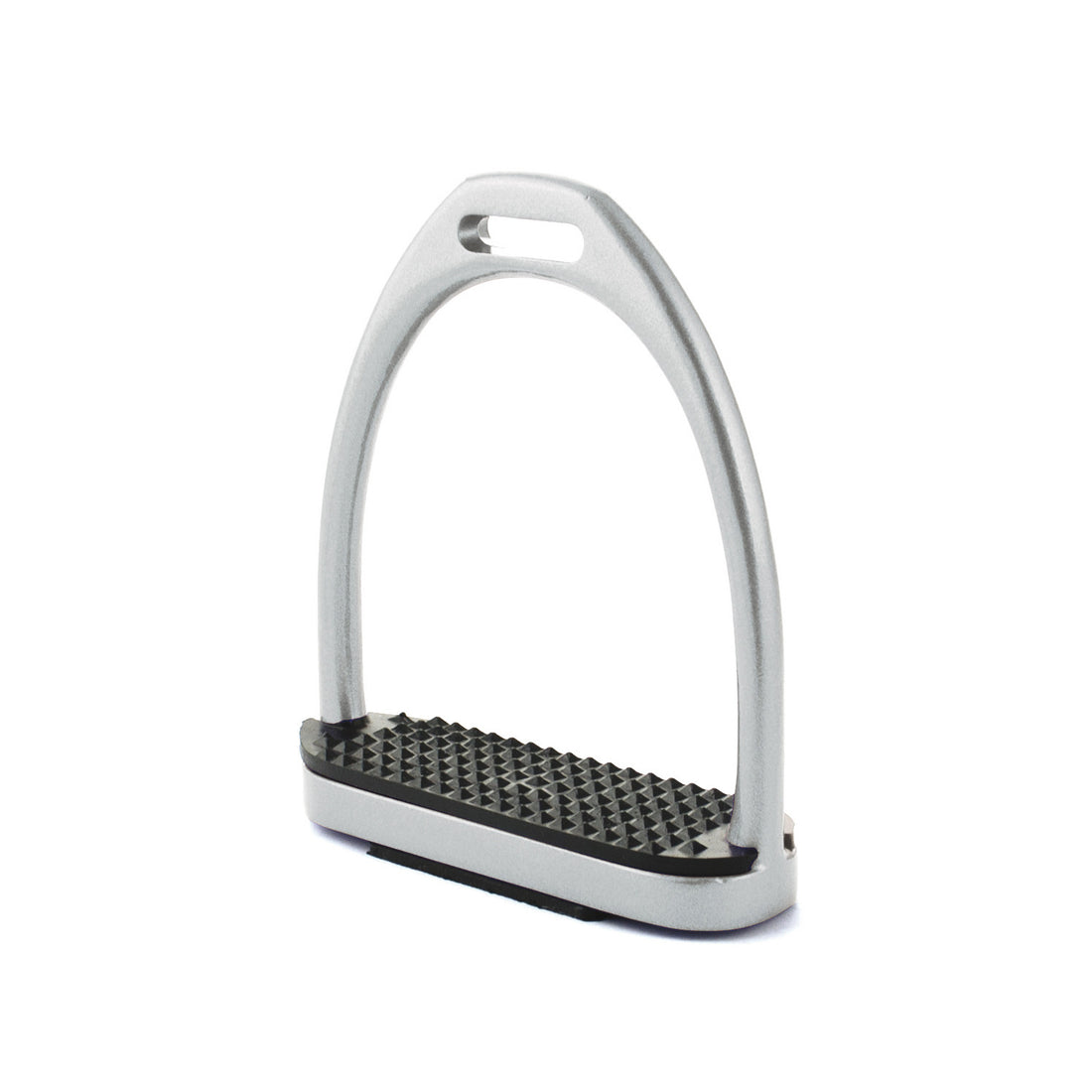 ALUMINUM STIRRUPS WITH RUBBER PADS.