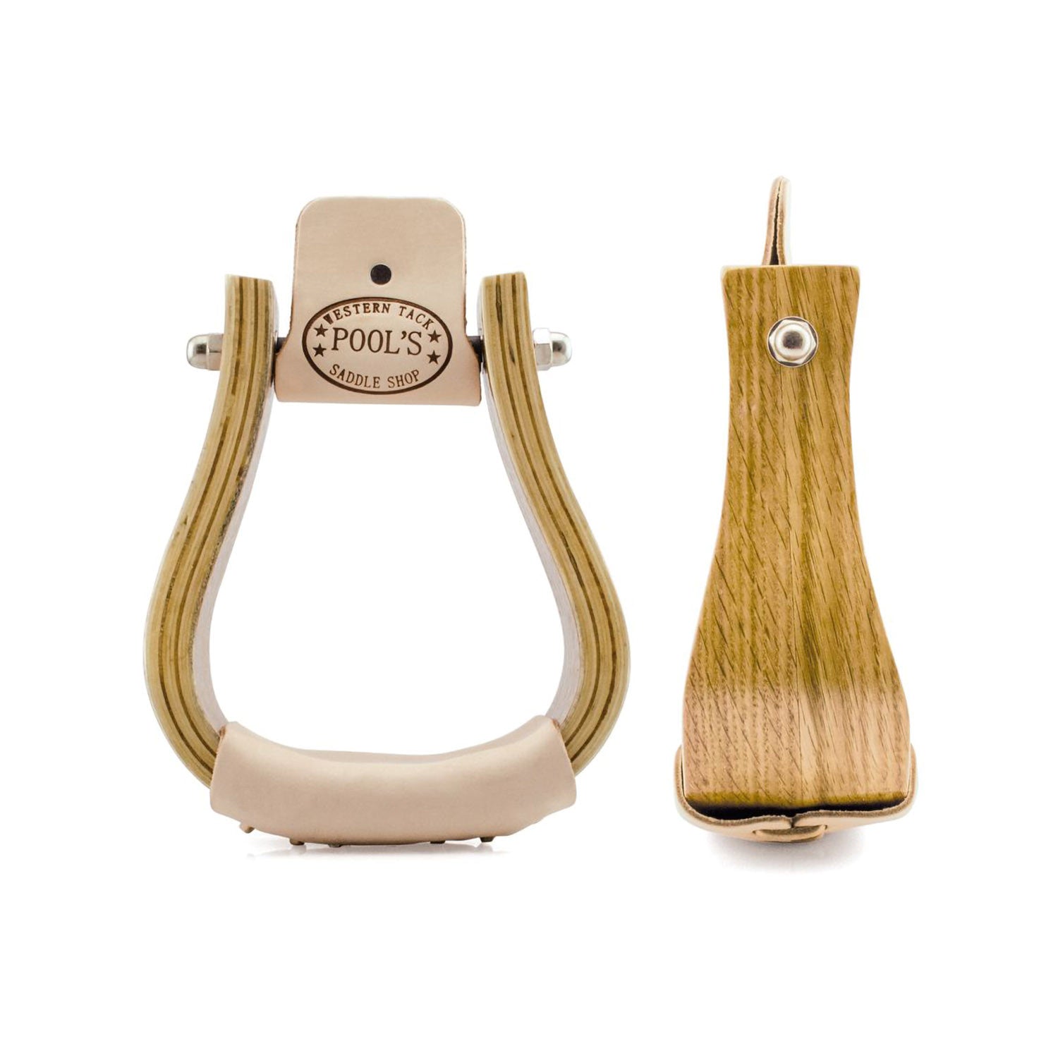 WOODEN WESTERN STIRRUPS WITH WIDE TREAD.