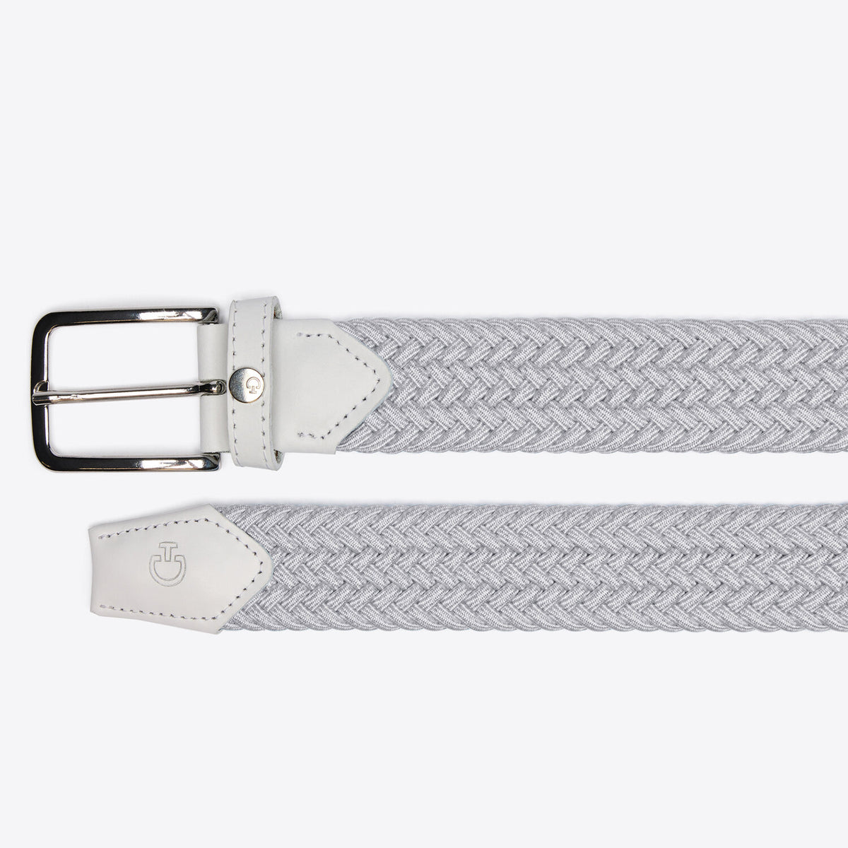 Cavalleria Toscana CT Ladies Elastic Belt featuring a textured woven rayon design, leather detailing, metal pin buckle and subtle CT logo branding.