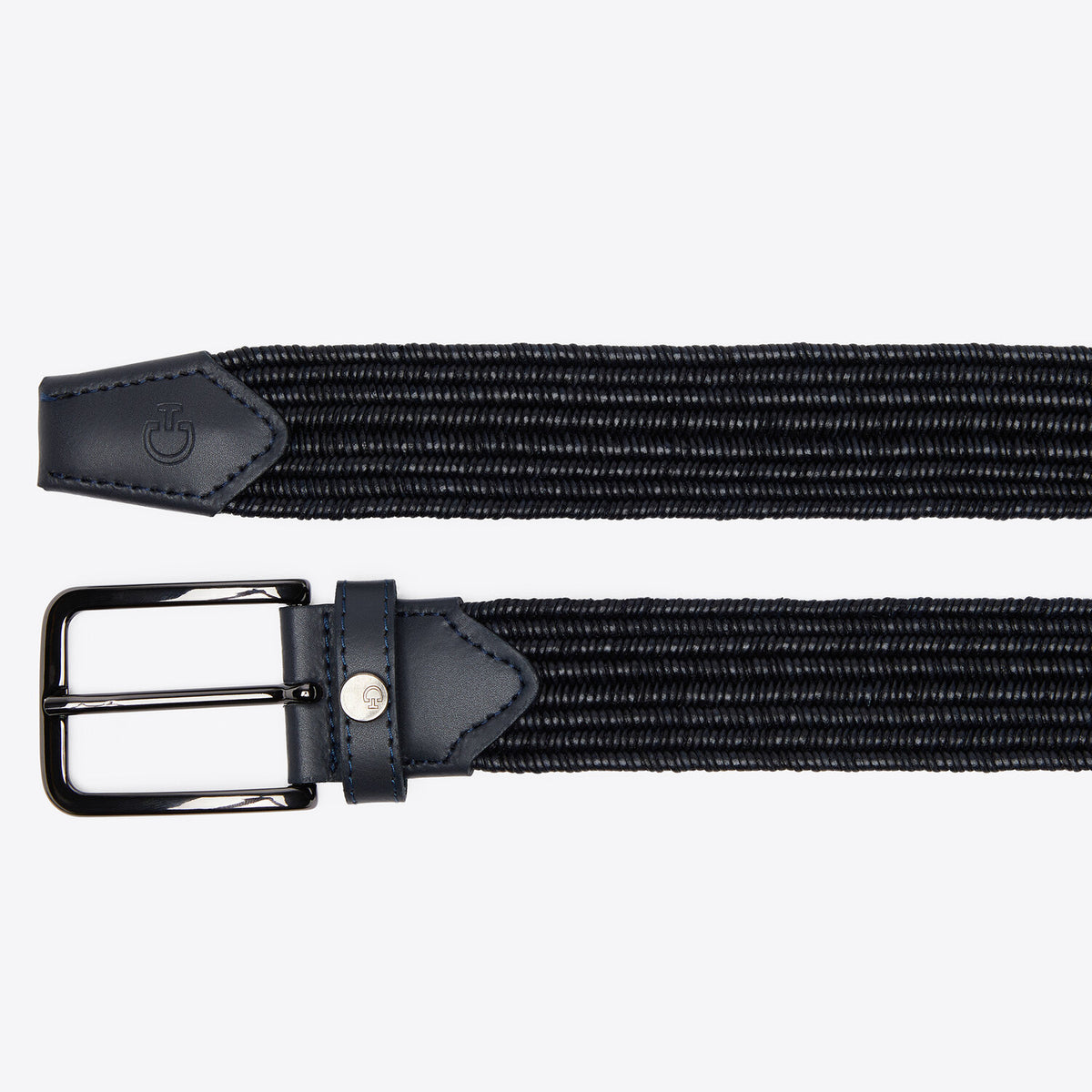 Cavalleria Toscana CT Ladies Elastic Riding Belt featuring textured woven elastic, a metal pin buckle, stitched leather-look trim and signature CT logo detailing.