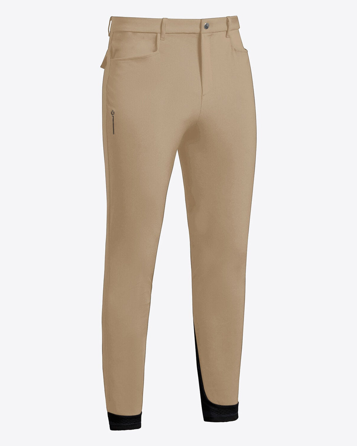 Front view of Cavalleria Toscana CT Mens Revolution Breeches featuring a tailored fit, belt loops, front pockets, zip thigh pocket and contrasting ankle cuffs.