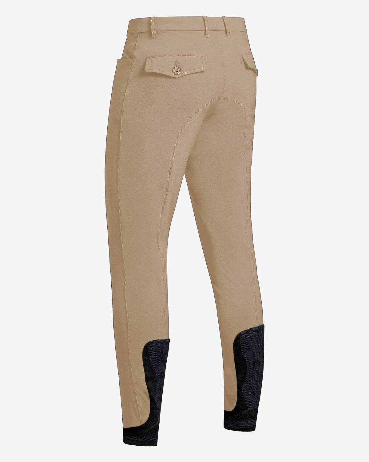 Rear view of Cavalleria Toscana CT Mens Revolution Breeches featuring a tailored fit, belt loops, front pockets, zip thigh pocket and contrasting ankle cuffs.