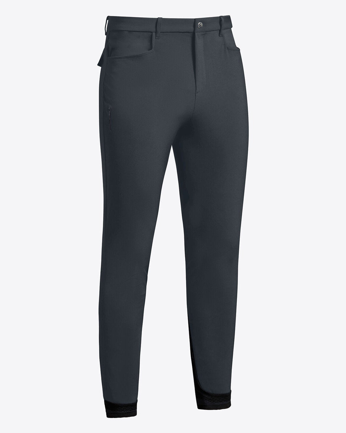 Front view of Cavalleria Toscana CT Mens Revolution Breeches featuring a tailored fit, belt loops, front pockets, zip thigh pocket and contrasting ankle cuffs.