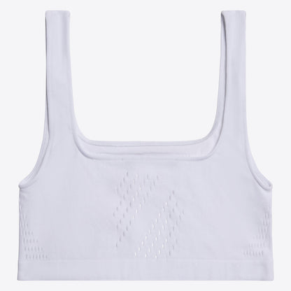 Cavalleria Toscana CT Technical Knit Sports Bra, featuring a seamless design, wide shoulder straps, breathable perforated detailing and signature CT logo.