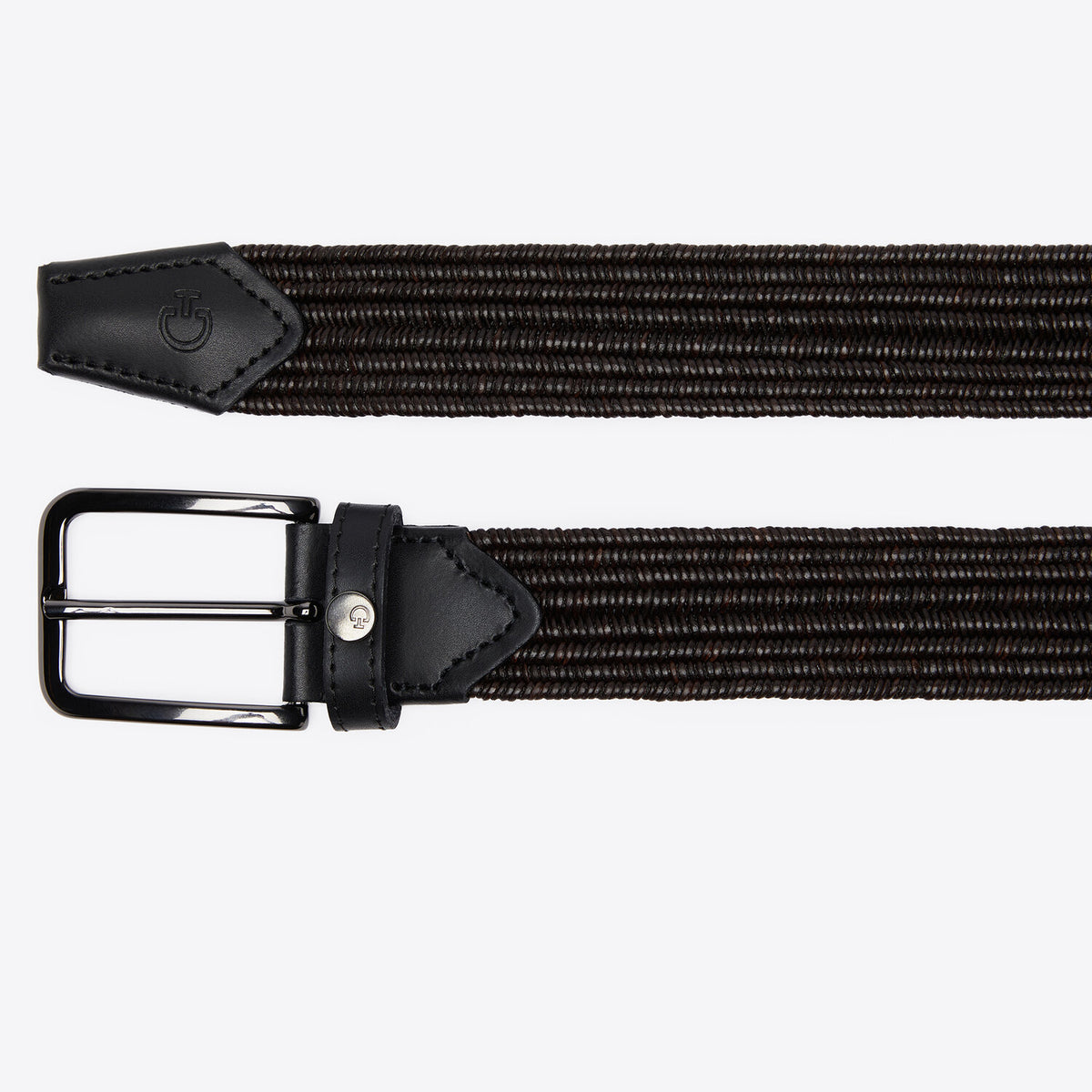 Cavalleria Toscana CT Ladies Elastic Riding Belt featuring textured woven elastic, a metal pin buckle, stitched leather-look trim and signature CT logo detailing.