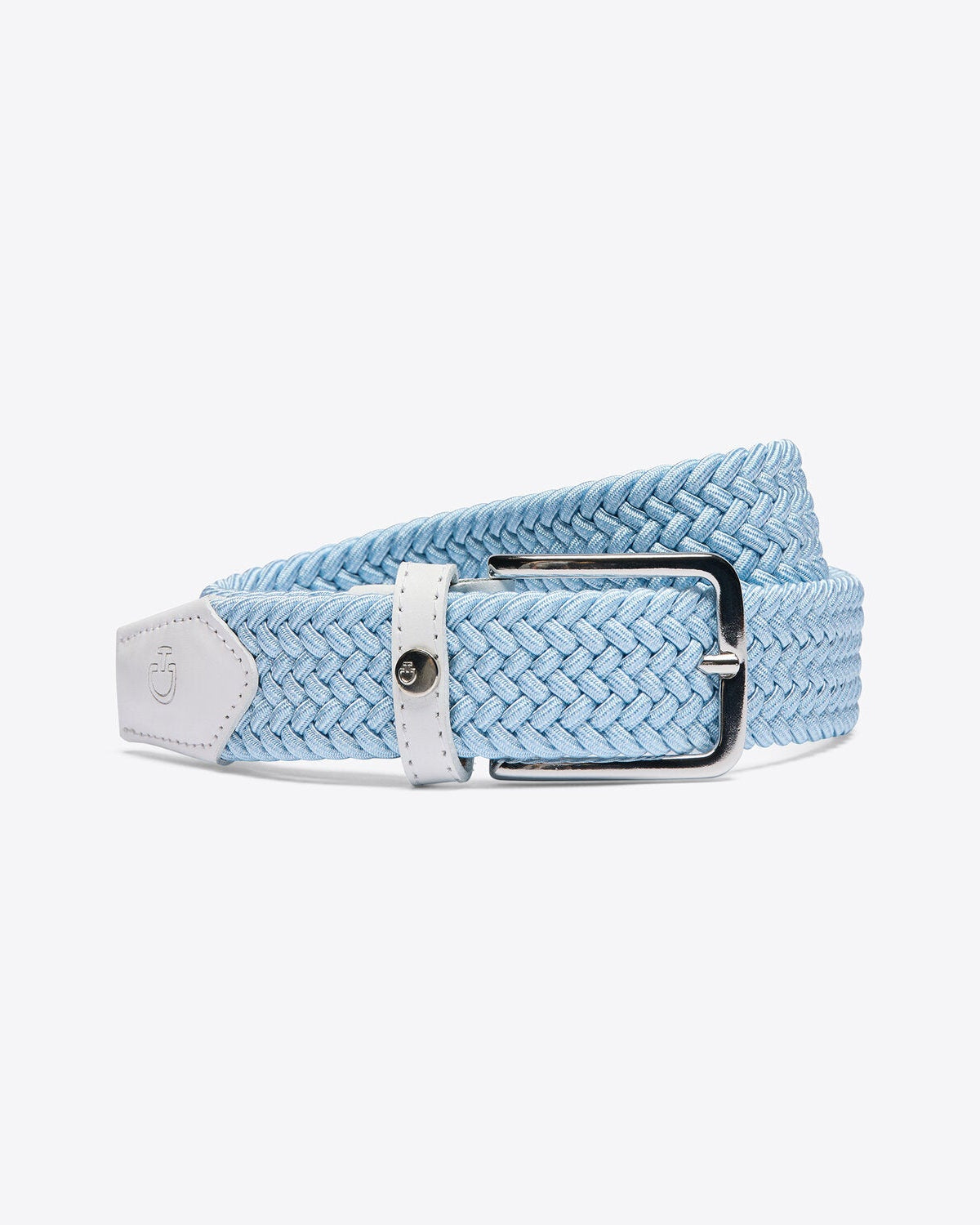 Cavalleria Toscana CT Ladies Elastic Belt featuring a textured woven rayon design, leather detailing, metal pin buckle and subtle CT logo branding.