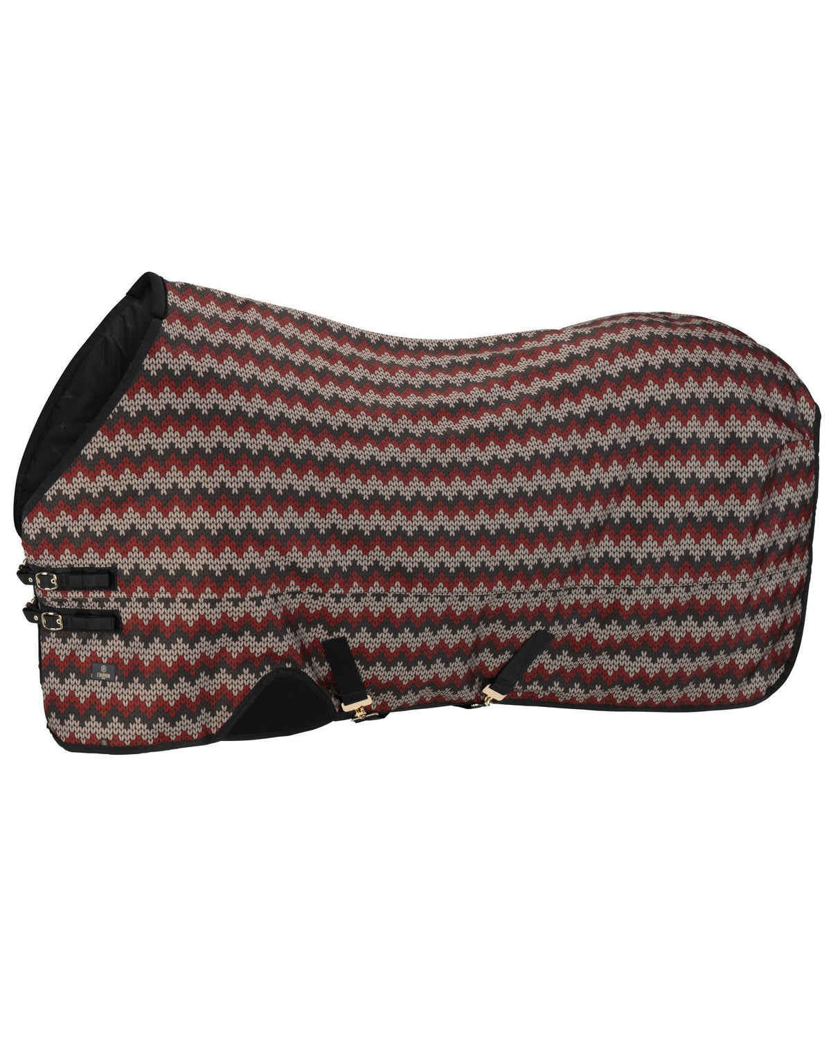 HERITAGE ALPHA NORTHERN KNIT 80g Turnout Rug - Black-Merlot-Ash