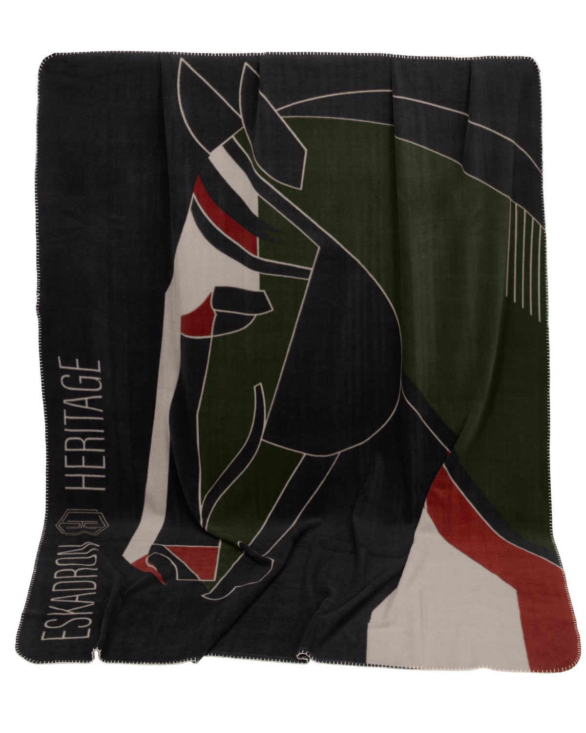 HERITAGE FLEECE Couch Rug - Black-Deep Moss-Merlot-Ash