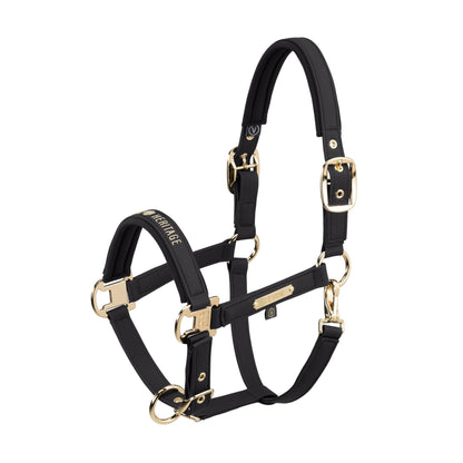 HERITAGE FAUX LEATHER DOUBLE PIN Headcollar - Black