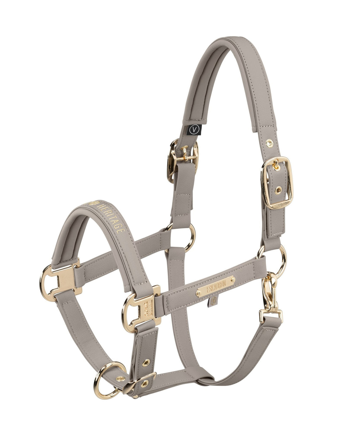 HERITAGE FAUX LEATHER DOUBLE PIN Headcollar - Ash