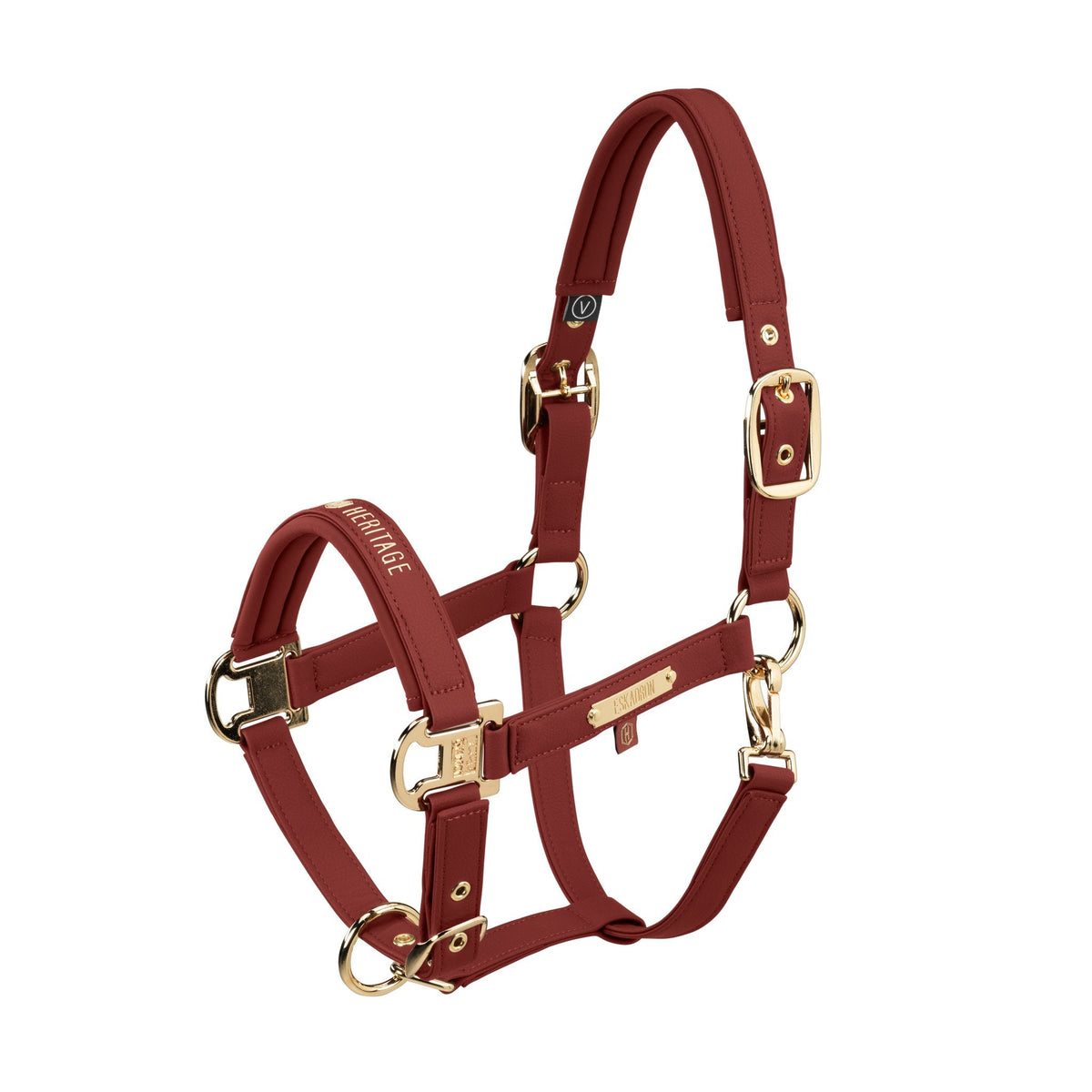 HERITAGE FAUX LEATHER DOUBLE PIN Headcollar - Merlot