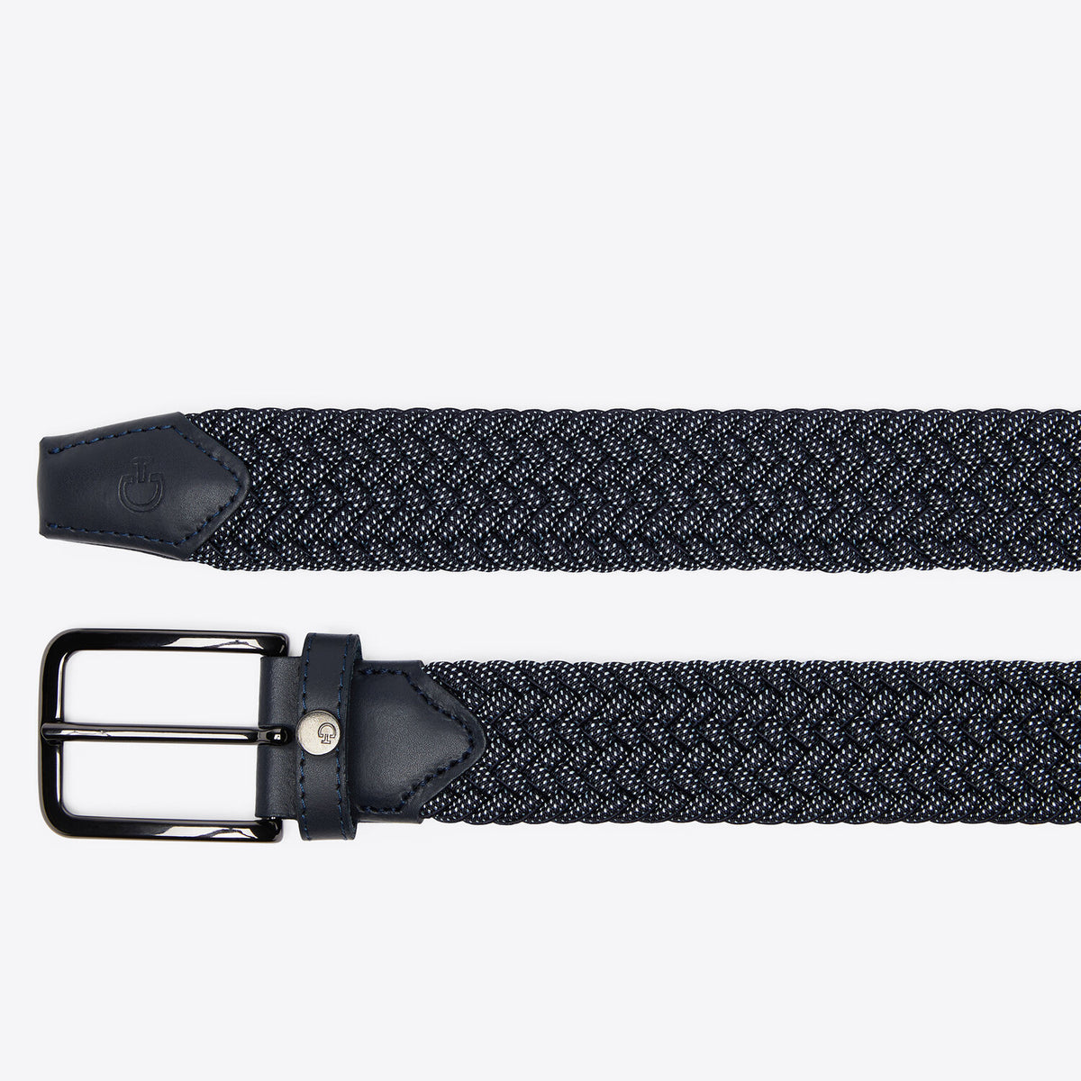 Cavalleria Toscana CT Ladies Elastic Belt featuring a textured woven rayon design, leather detailing, metal pin buckle and subtle CT logo branding.