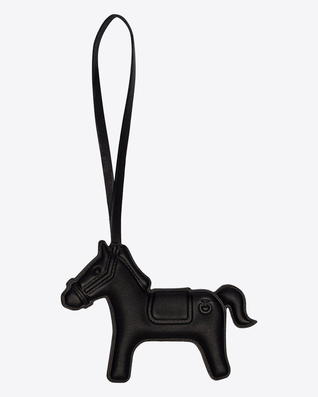 Cavalleria Toscana CT Horse Key Chain featuring a rearing horse-shaped leather design, embossed Cavalleria Toscana logo and matching leather attachment loop.