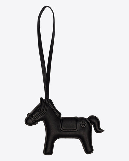 Cavalleria Toscana CT Horse Key Chain featuring a rearing horse-shaped leather design, embossed Cavalleria Toscana logo and matching leather attachment loop.