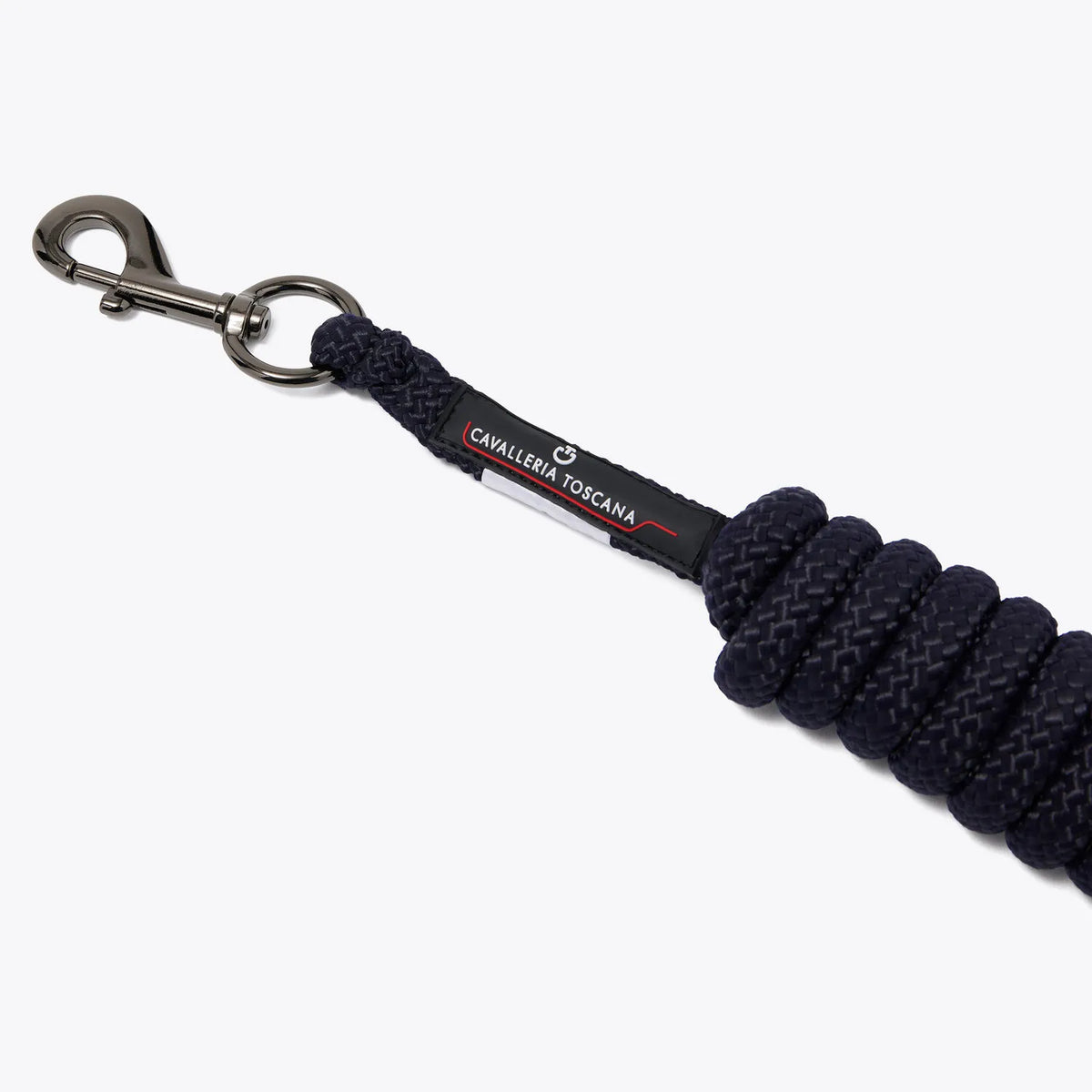 Cavalleria Toscana CT Lead Rope featuring durable braided rope, a metal snap hook fastening and signature Cavalleria Toscana branded label for everyday horse handling.