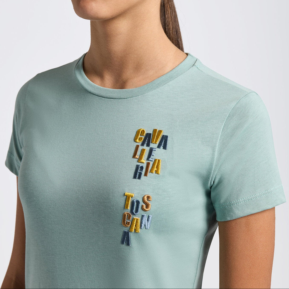 Cavalleria Toscana CT Girls Cotton T-Shirt With Multicolour Embroidery Logo