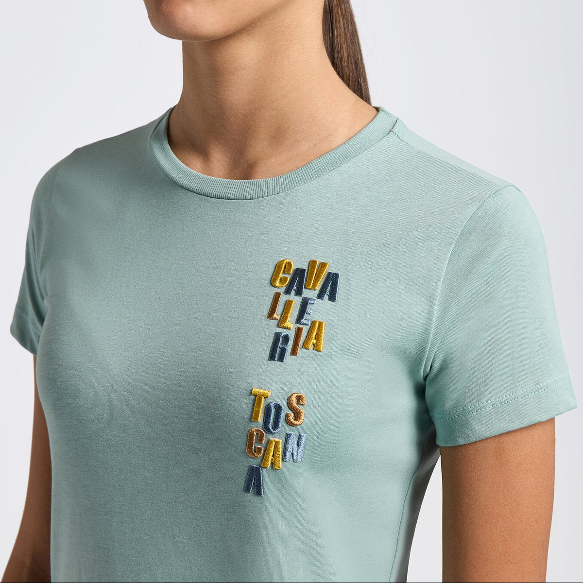 Cavalleria Toscana CT Girls Cotton T-Shirt With Multicolour Embroidery Logo