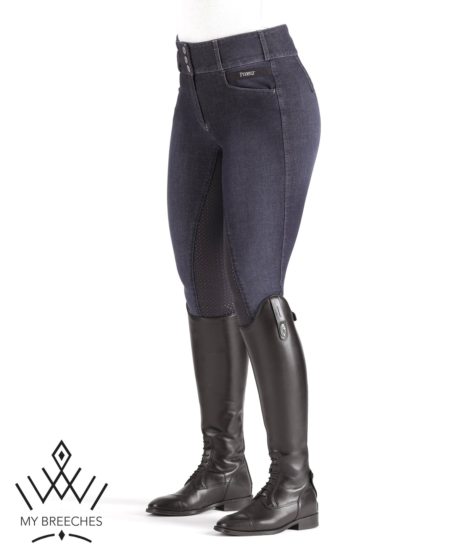 Pikeur Candela Denim Jean Full Grip Ladies Breeches Ladies Breeches My Breeches | Pikeur 84/UK28&quot;long/USA30&quot;long Black